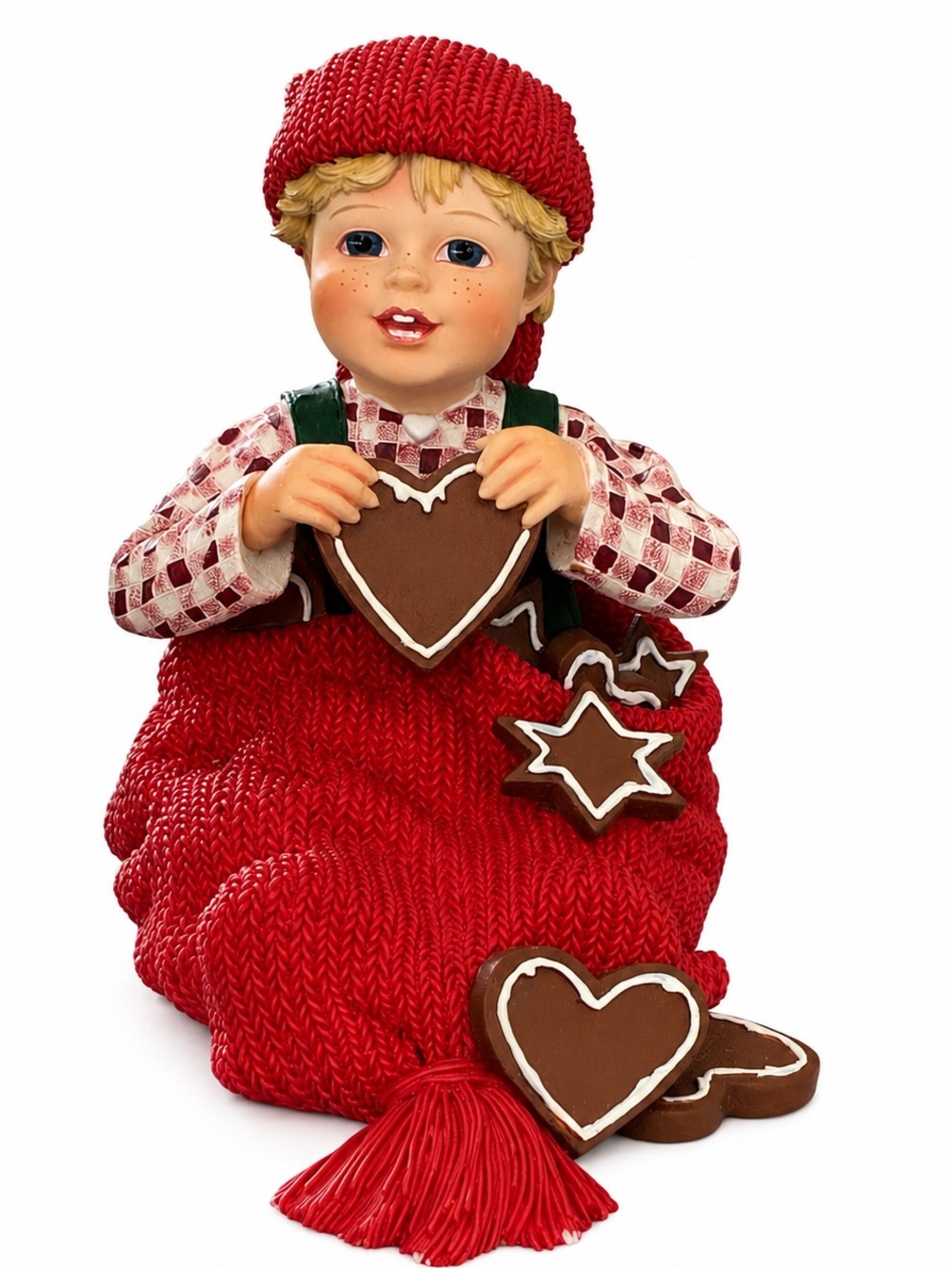 Mariell - Norway Scandinavian Christmas Figurine - Child in Red Knit Stocking
